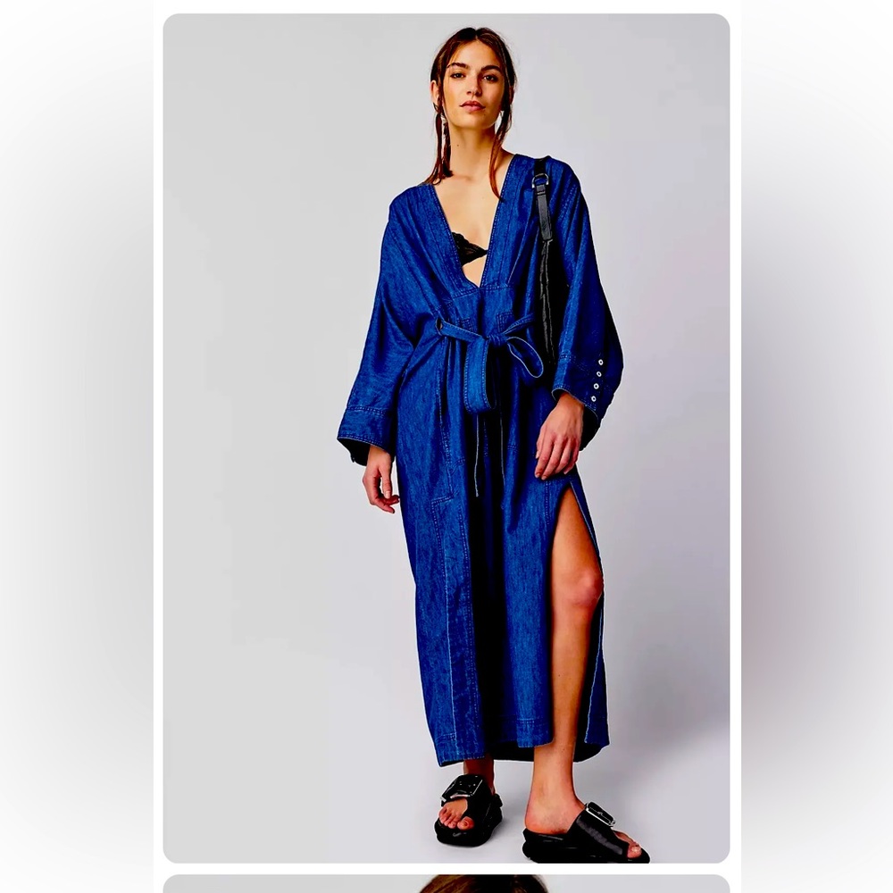 Free people Harlow midi belted denim dress